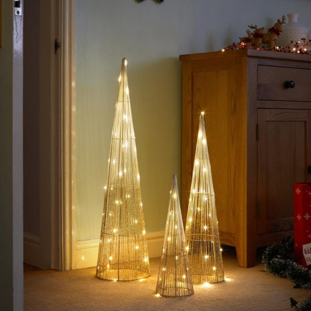 Sparkly Treebelisks -Set Of 3 Gold