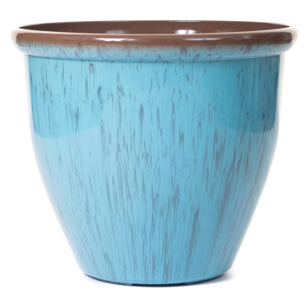 38cm Running Glaze Planter - Aqua