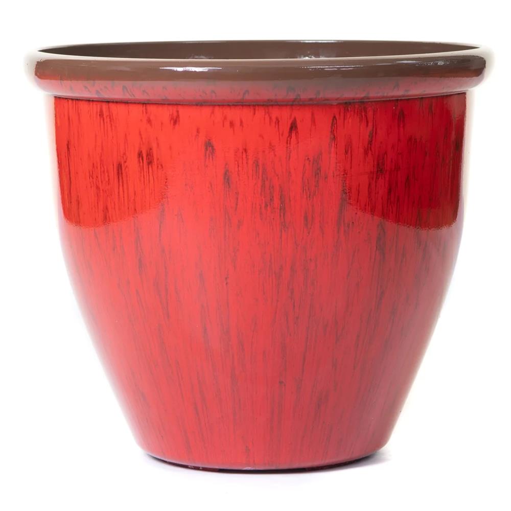 38cm Running Glaze Planter - Red