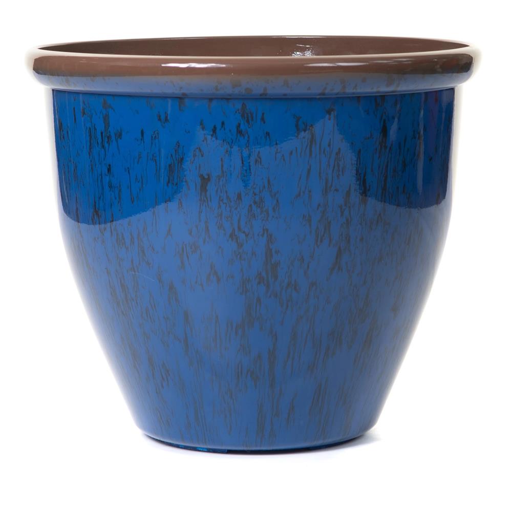 30cm Running Glaze Planter - Blue