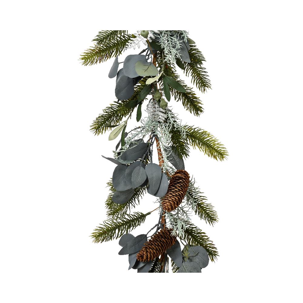 Modern Garland Silver Leaves And Pinecone