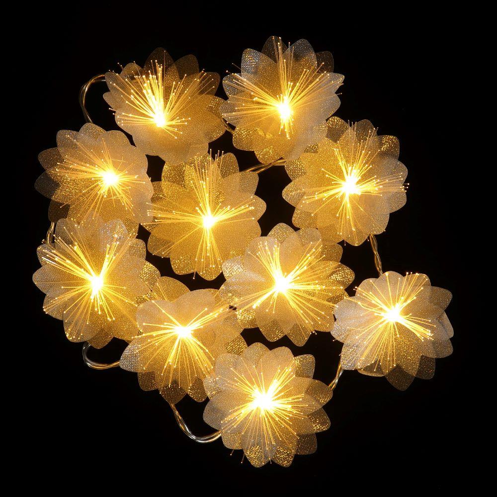 10 Flower Fibre Optic String Light Lighting Polhill Garden Centre