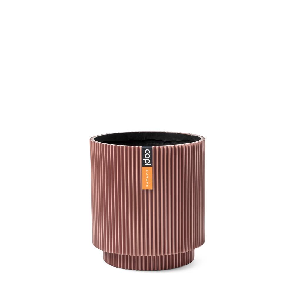 Vase cylinder Groove 15x17 pink