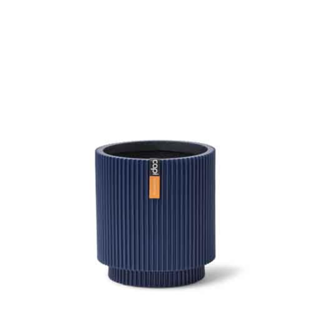 Vase cylinder Groove 15x17 dark blue
