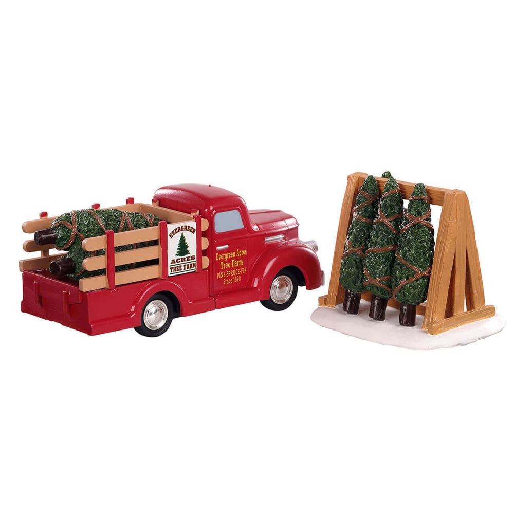 Model Christmas Village: Tree Delivery, Set Of 2