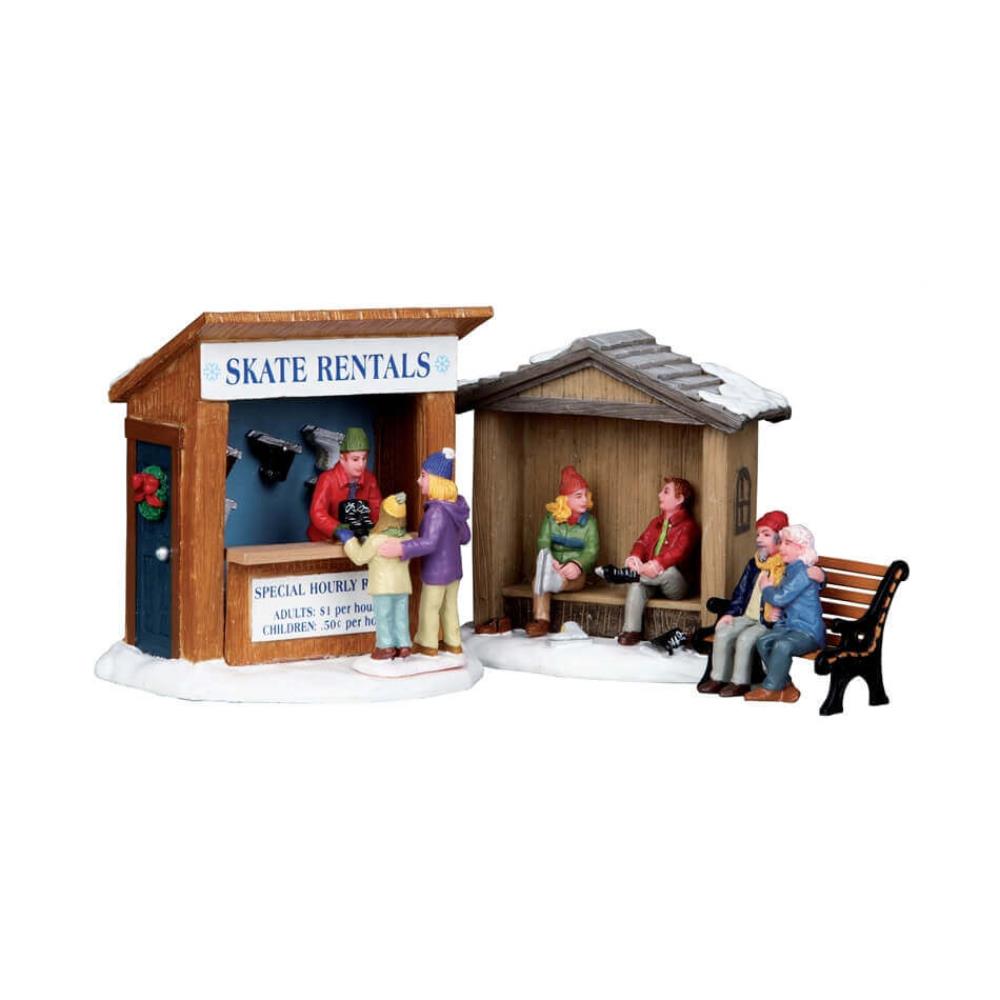 Model Christmas Village: Skate Rentals, Set Of 3