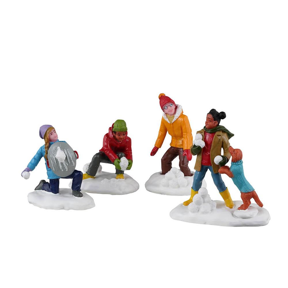 Christmas Village People: Snowball Battles, Set Of 4