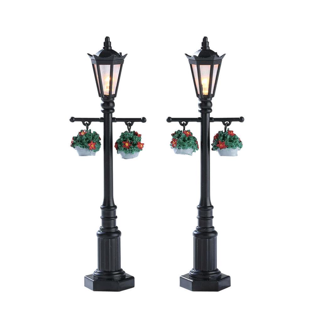 Christmas Village Lights: Old English Lamp Post, Set/2