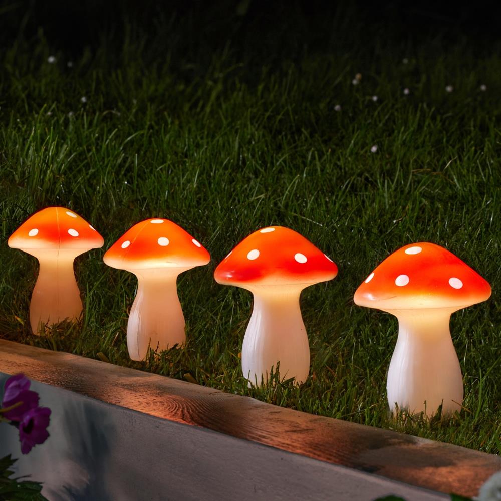 Fairy Mushroom Solar Stake Lights - Set of 4