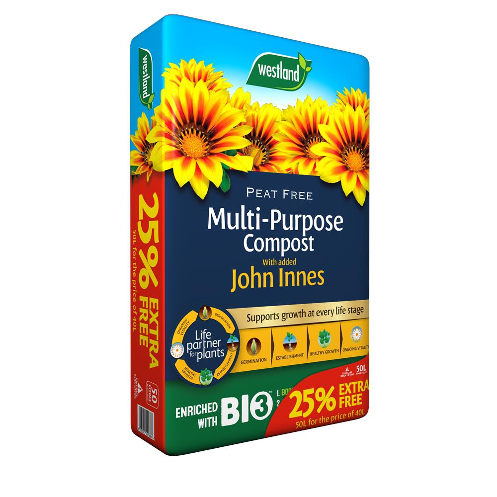 Multi Purpose Peat Free Compost with John Innes 40L + 25% Extra fill