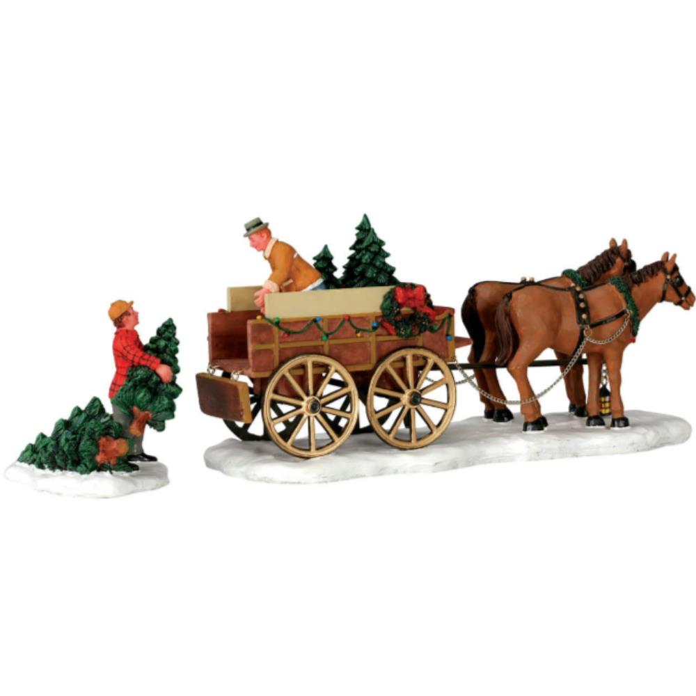 Lemax Christmas Village: Christmas Tree Wagon, Set Of 2